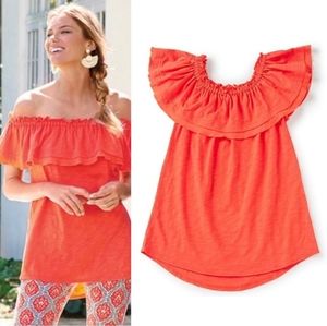 Matilda Jane Orange Versatile Top Can Be Worn On or Off Shoulders  EUC! Size XL